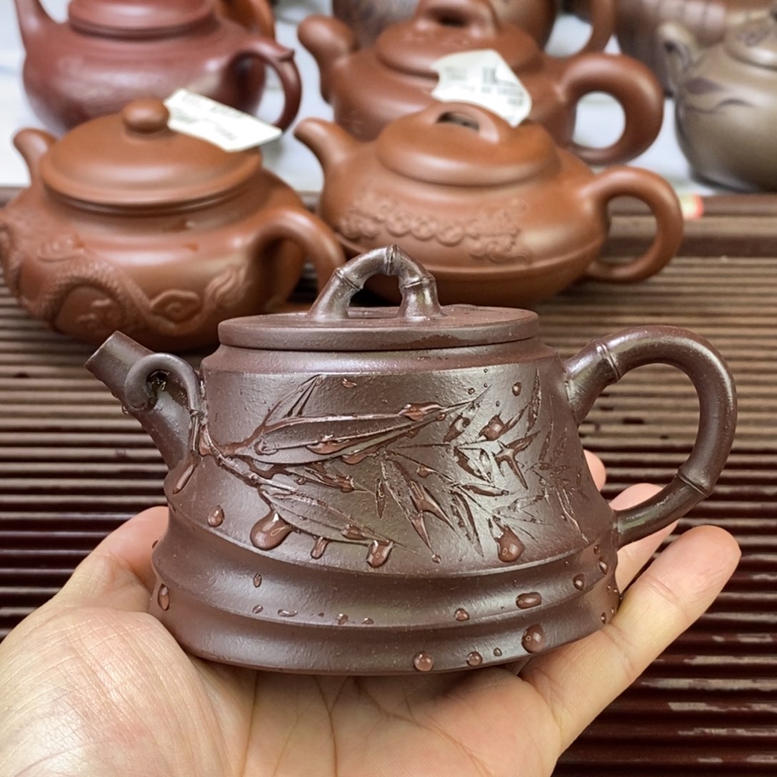 茶壶紫泥白6 竹节柱瓢