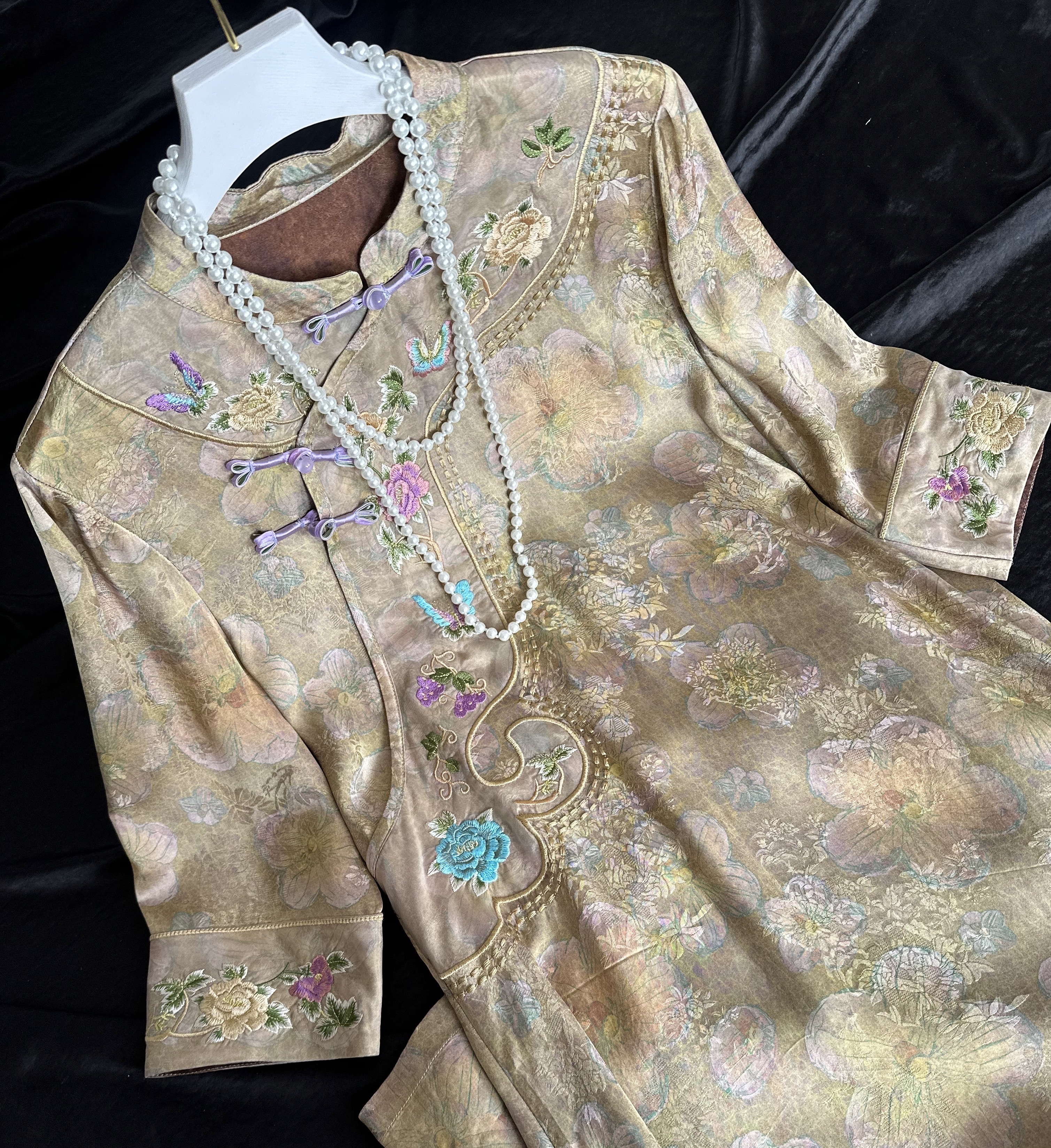 4157-16常熟新中式春季新款【春华】气质老料百搭优雅春季连衣裙