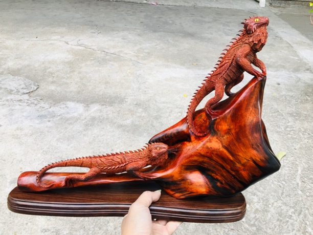 大红酸枝蜥蜴工艺品摆件开店开业送礼红木工艺品家居装饰品