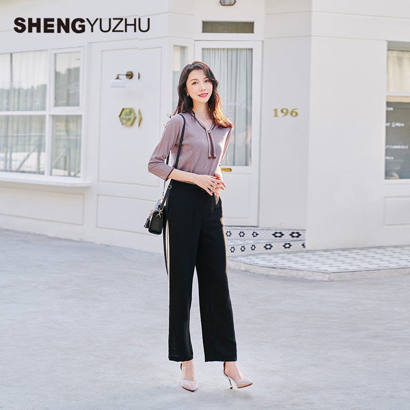 声雨竹官方旗舰店新款女士阔腿裤商场同款高腰显瘦裤子高级感