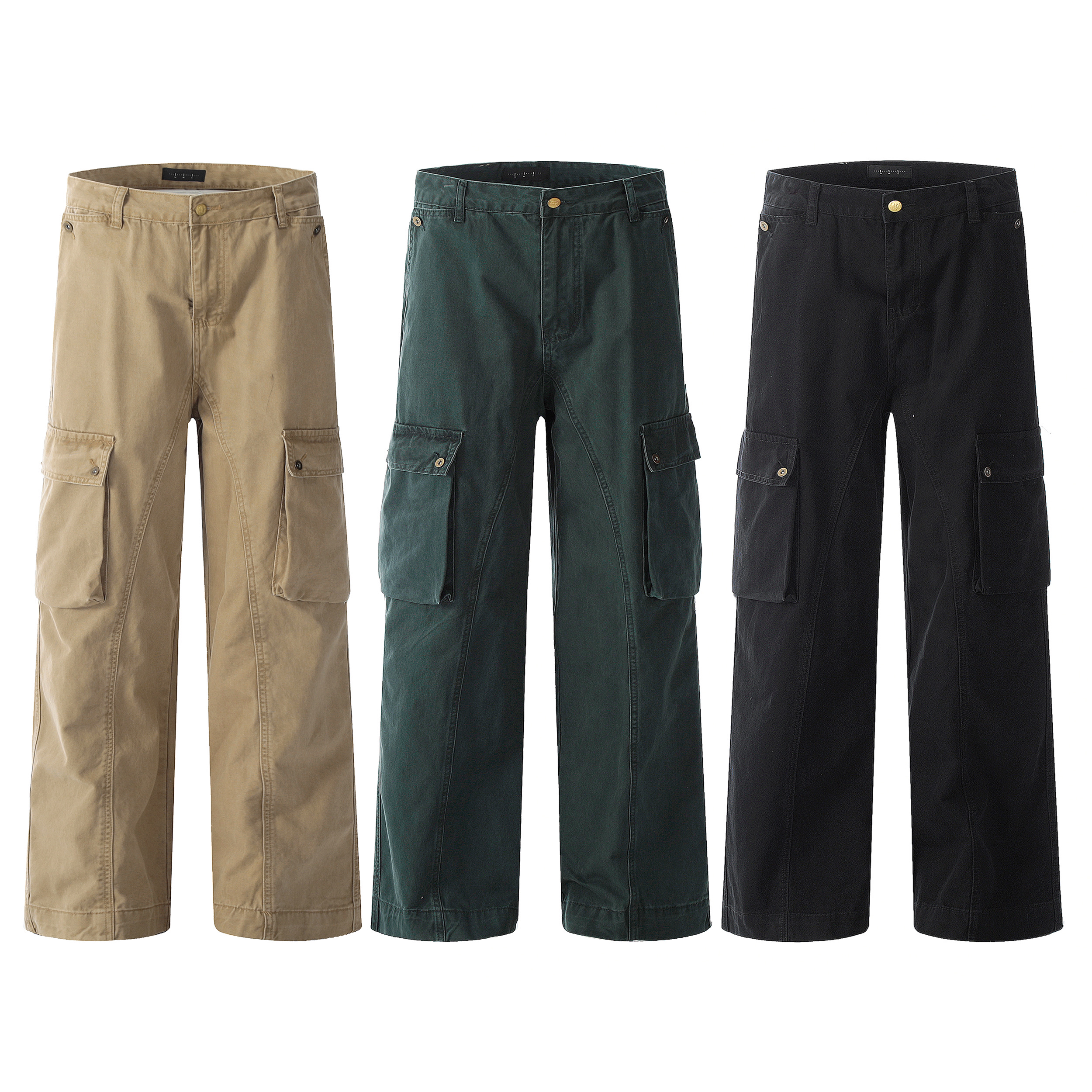 方块儿 多口袋设计直筒裤男女同款百搭显瘦工装休闲裤