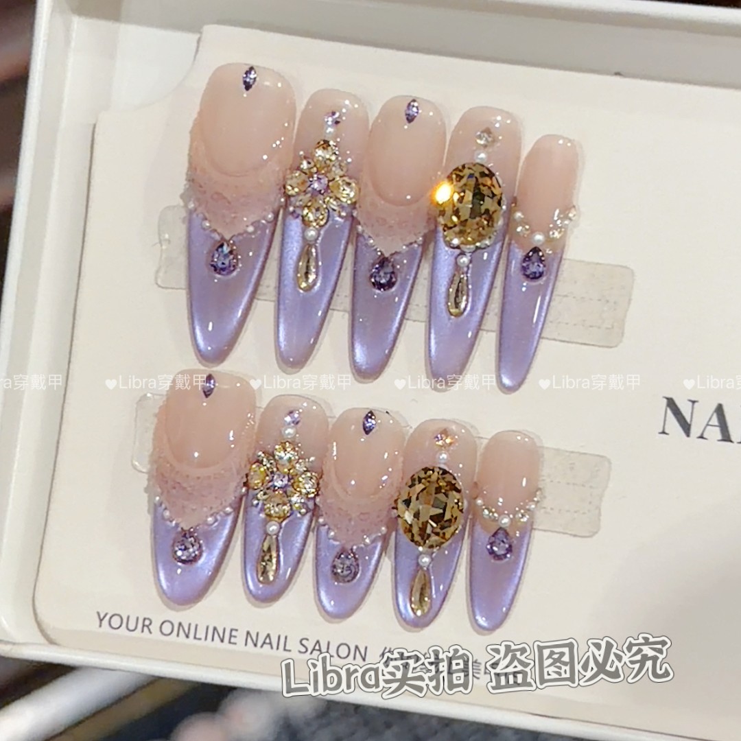 【美杜莎】纯手工穿戴甲猫眼美甲贴片可拆卸指甲贴片10片装