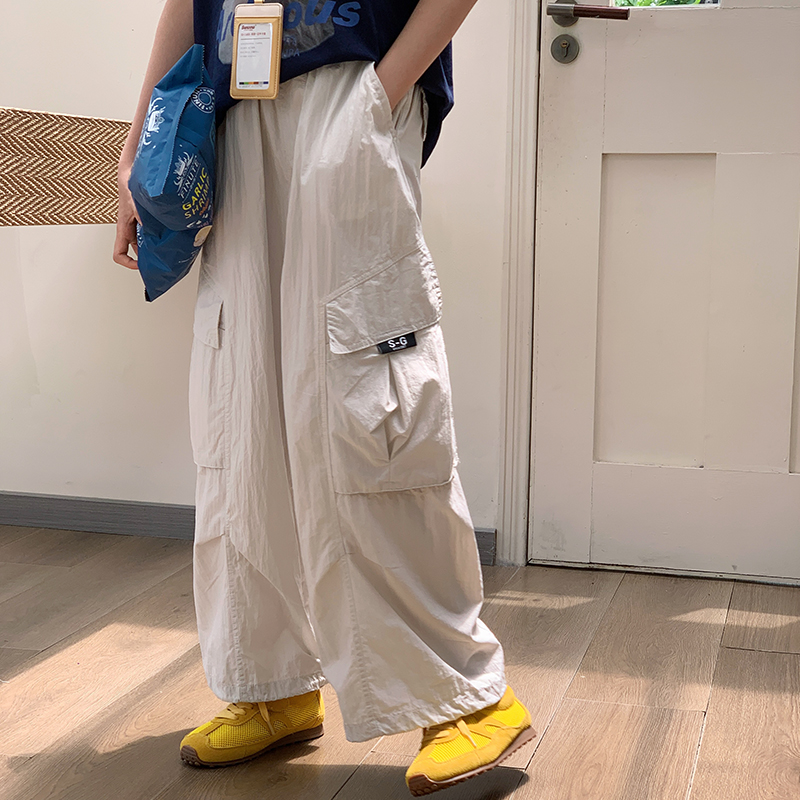 西西家女童2025夏季新款韩系工装裤儿童休闲百搭阔腿裤8152