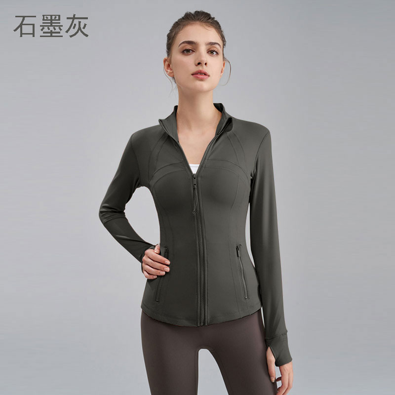 2025轻奢新款裸感瑜伽服女士运动立领夹克高弹力外套开衫修身外穿