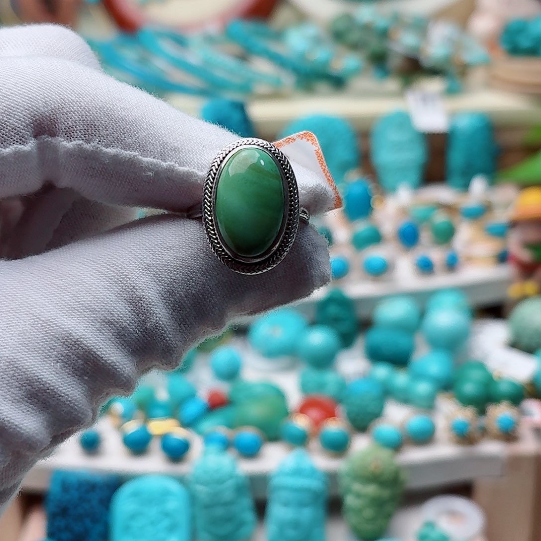 绿松石银S925镶嵌戒指