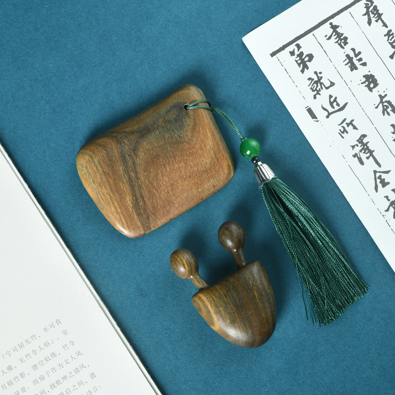 阿根廷绿檀精工按摩刮刮板+小蜗牛按摩刮痧器