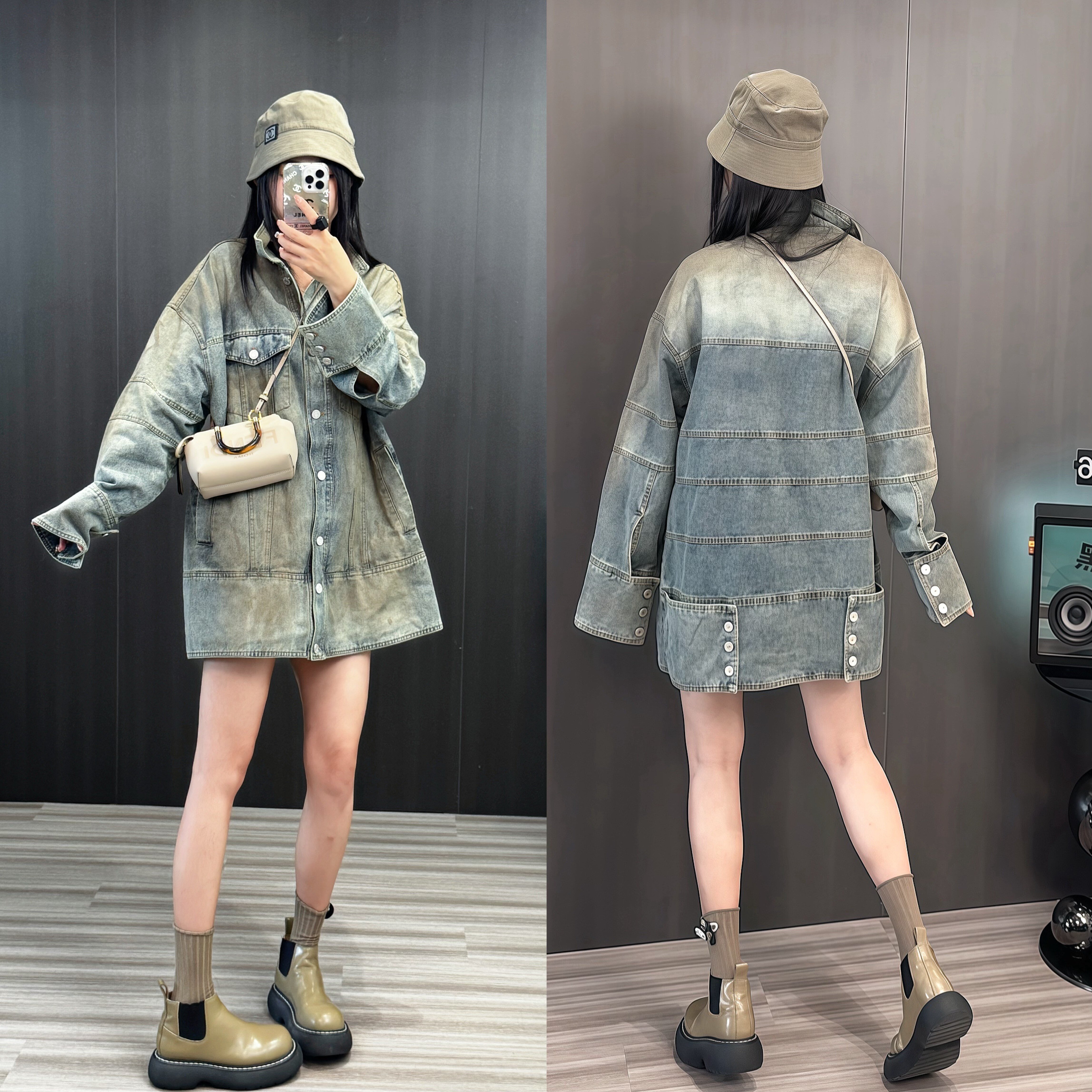 牛仔外套女2025秋季新款欧洲站复古做旧宽松单排扣牛仔服长袖上衣