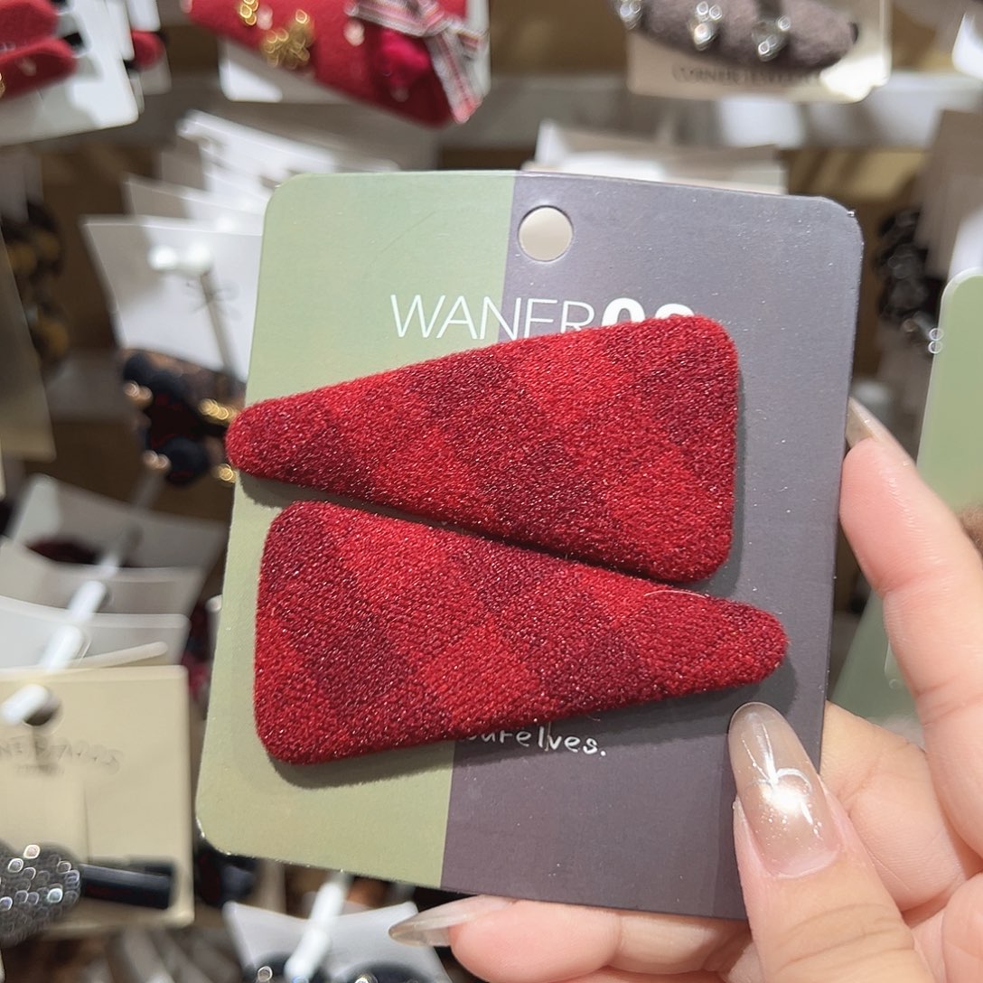 非金属红色格纹大三角掰掰