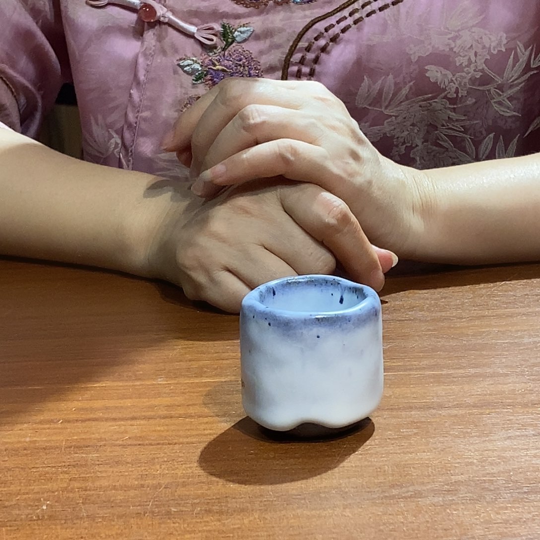 手工晏如堂晴风蓝手捏杯