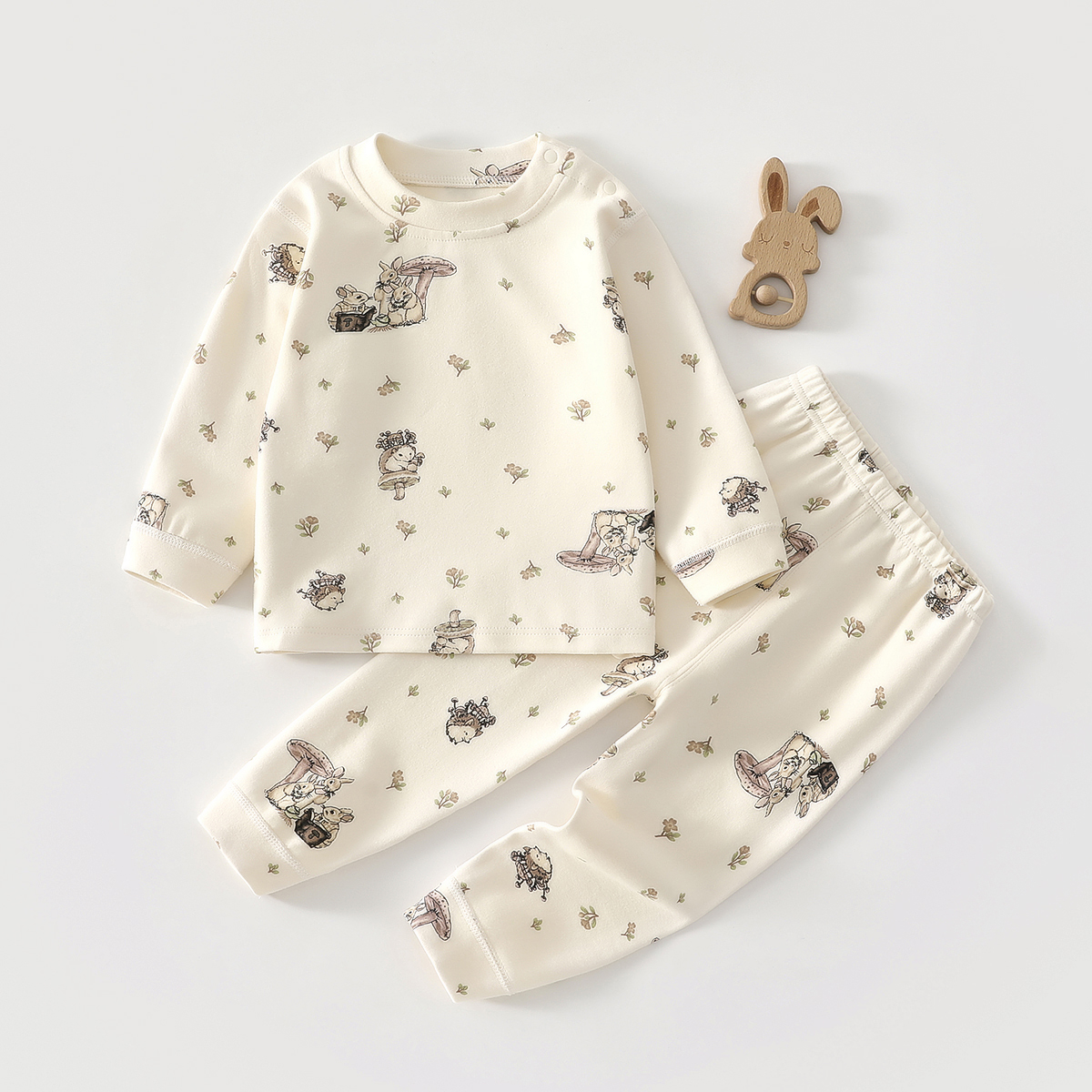 秋冬婴童舒绒【大有前途】肩开分体套装