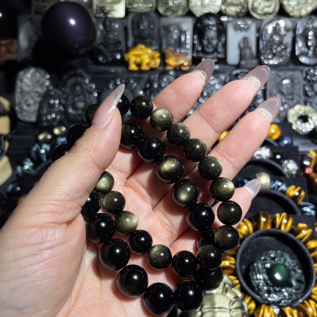 沫***呦黑曜岩未镶嵌手串