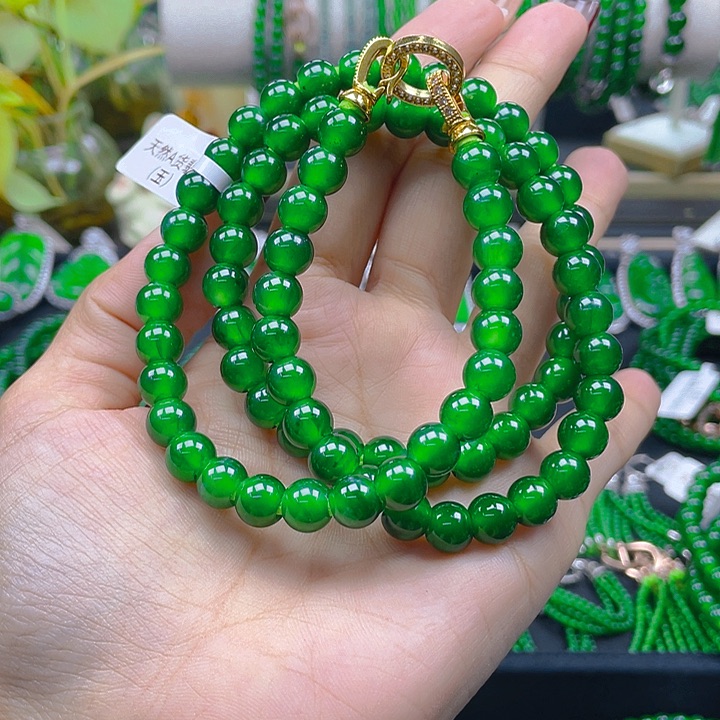 翡翠颈饰未镶嵌重*圆珠项链8