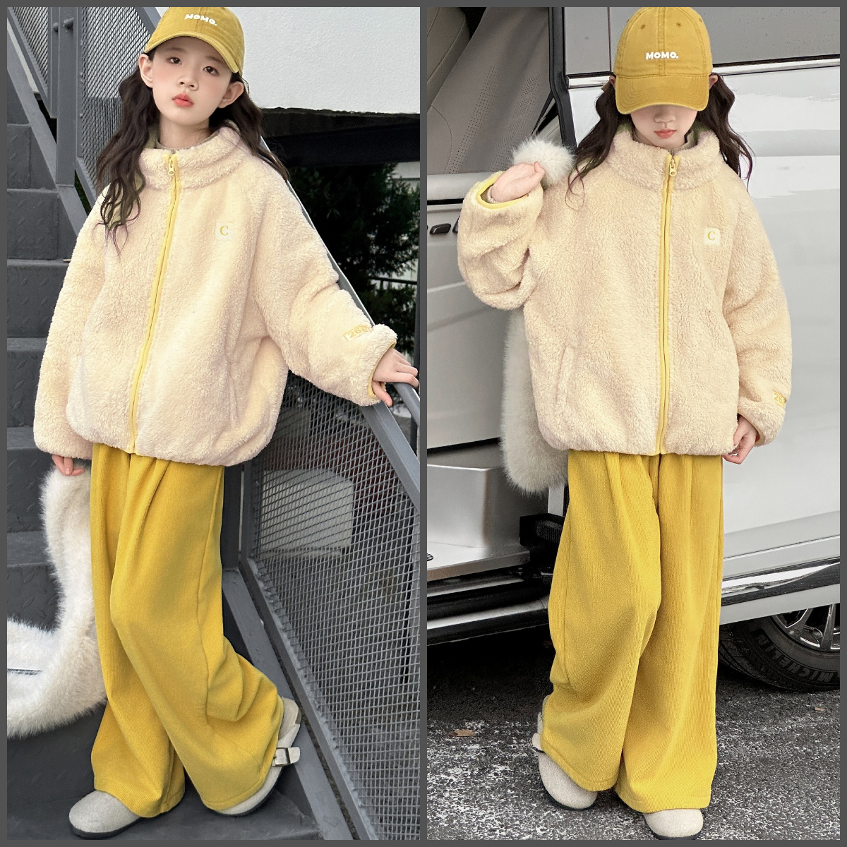 女童秋冬款甜美套装2025新款6-12岁中大童宽松柔软保暖毛毛衣套装