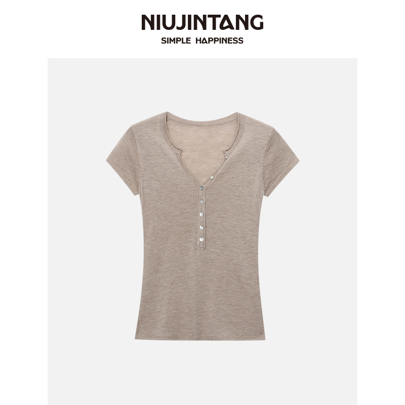 【NJT】“老钱风~“2025年早秋新款半门襟亨利修身显瘦针织衫HAW7775