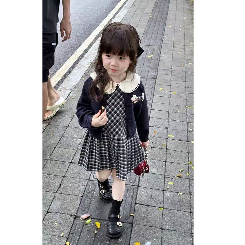 【省心穿搭】秋装2025新款洋气儿童针织开衫公主裙宝宝周岁礼服裙子
