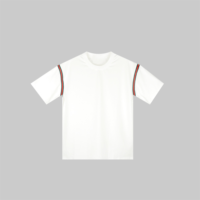 男士休闲红蓝织带T恤