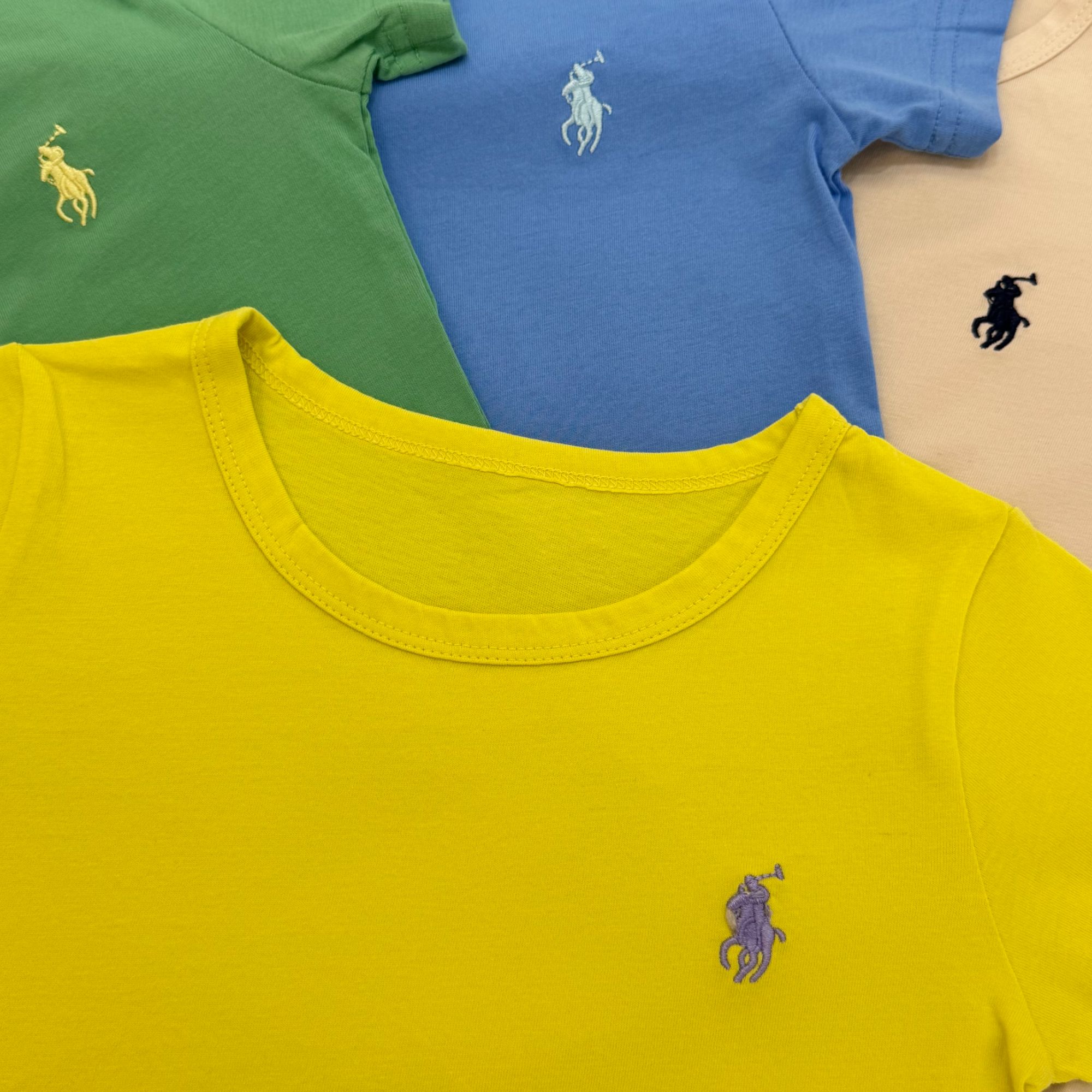 2025丘棠新款糖果色儿童款纯棉圆领小马刺绣短袖252002