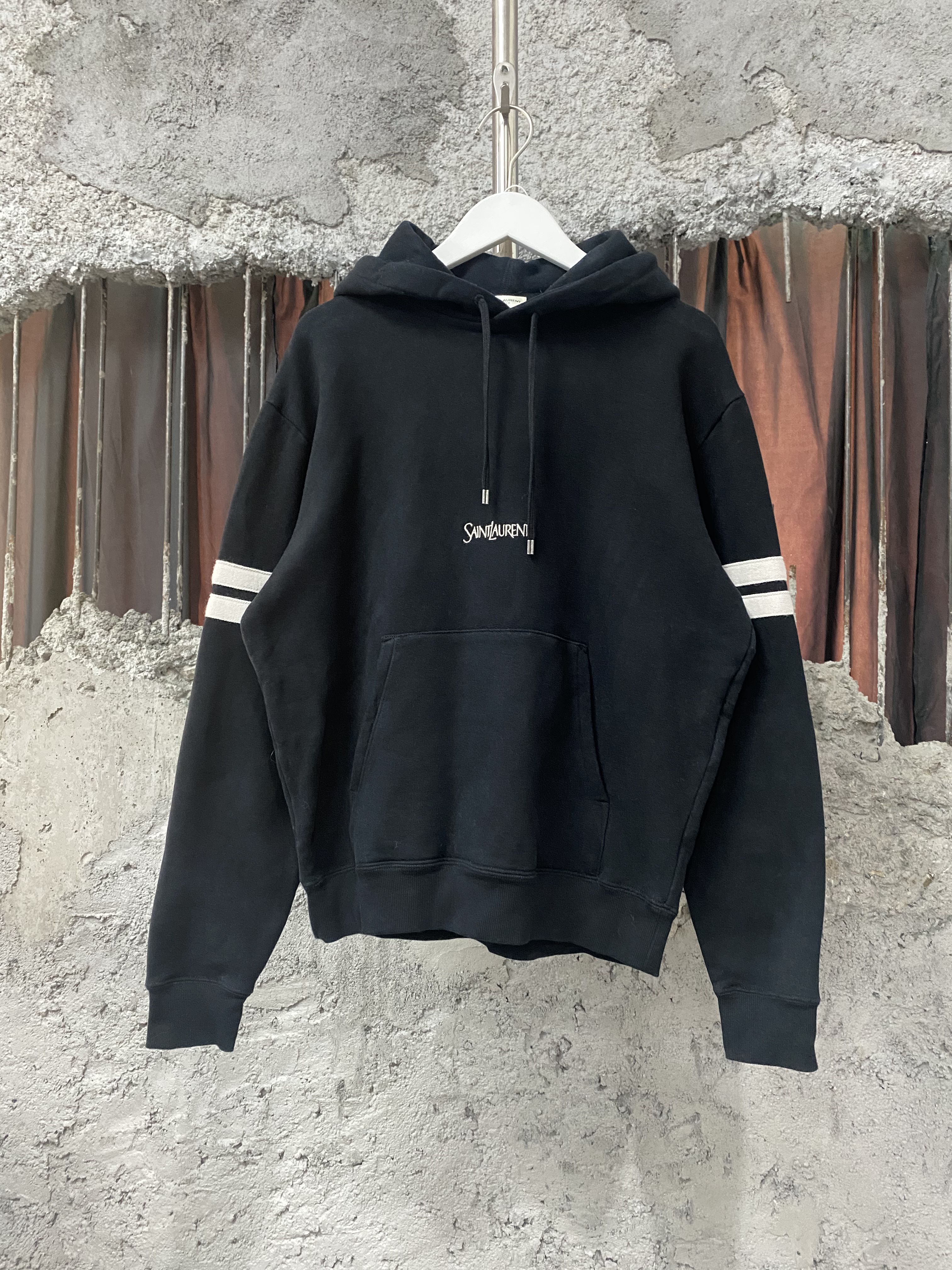 99新 YSL/圣罗兰 刺绣logo卫衣帽衫/s码 休闲时尚百搭连帽长袖