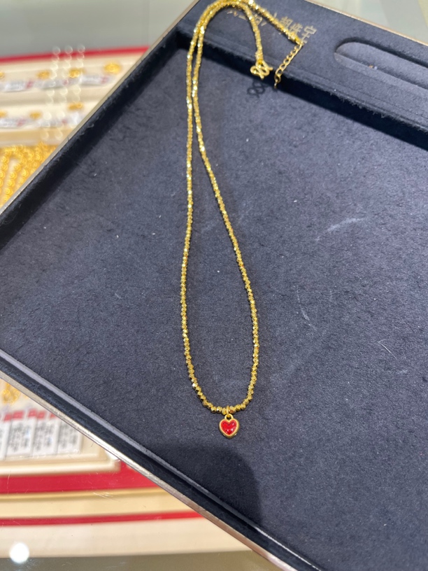 足金999爱心蹦迪项链10.85克