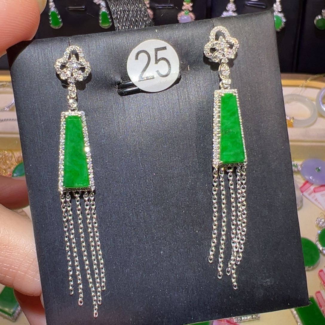 翡翠颈饰18K金镶嵌耳环