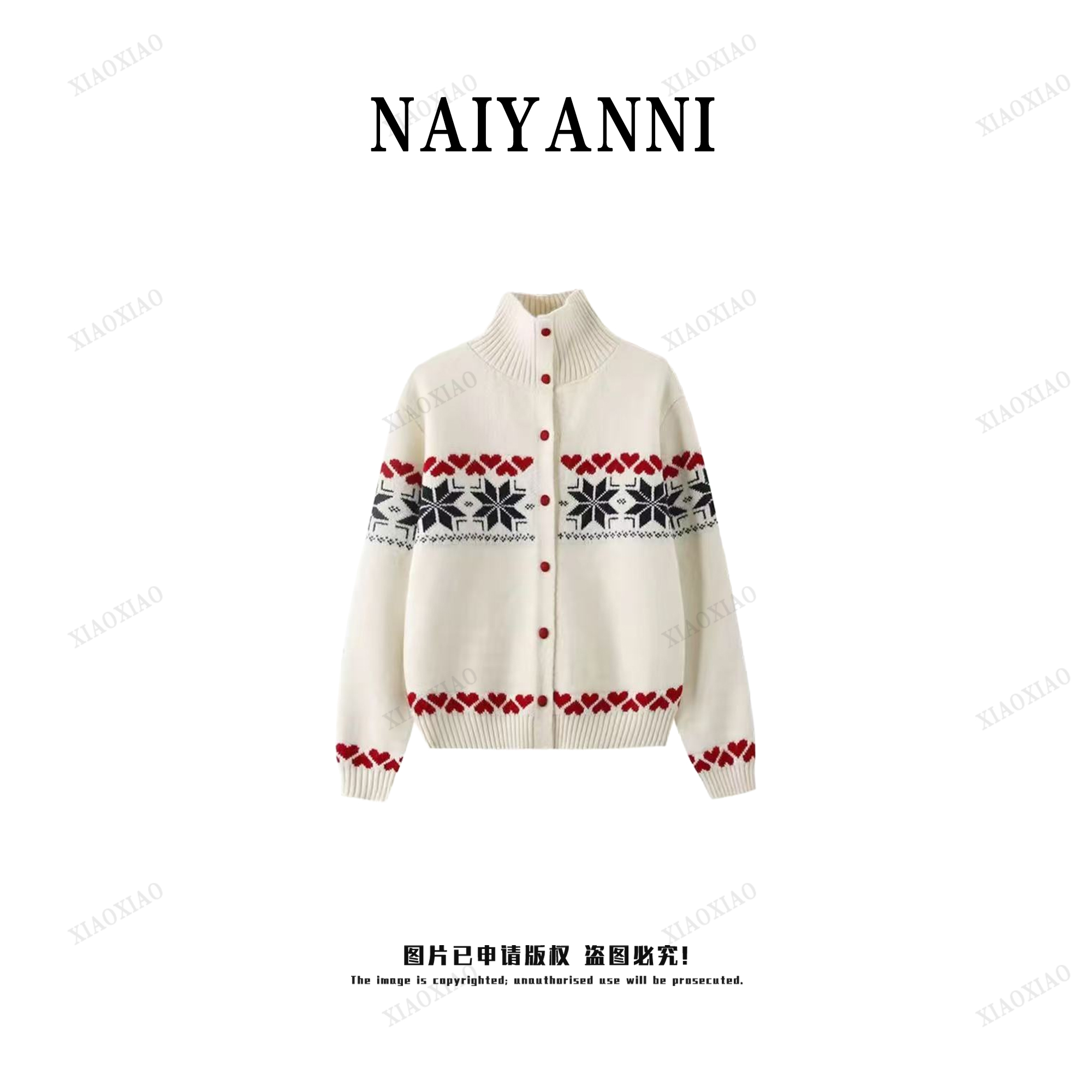 【爱心】2025新款暖冬费尔岛提花高领厚款宽松针织毛衣女开衫上衣LY