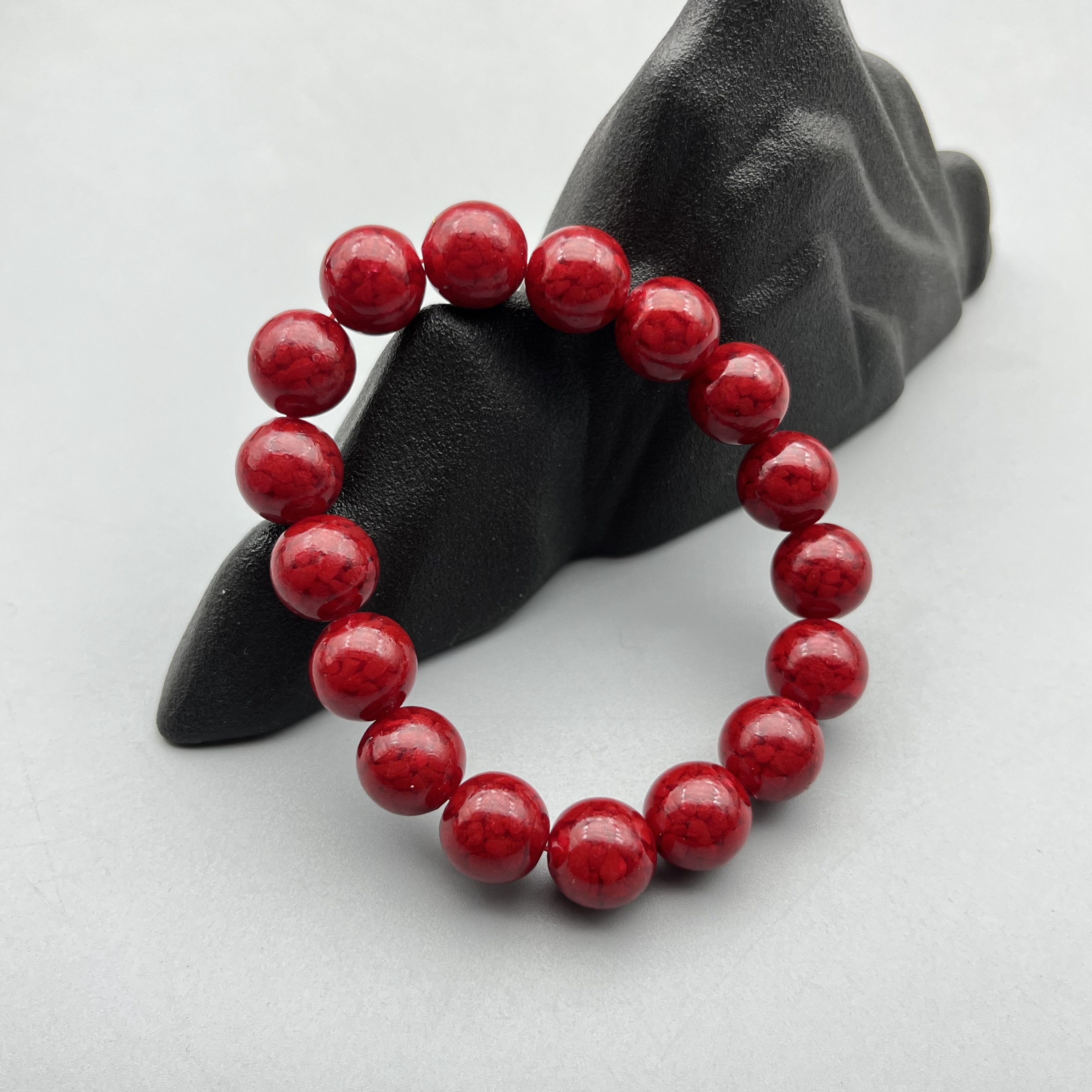 含辰砂工艺品JT293-晶体素珠12mm单圈手串