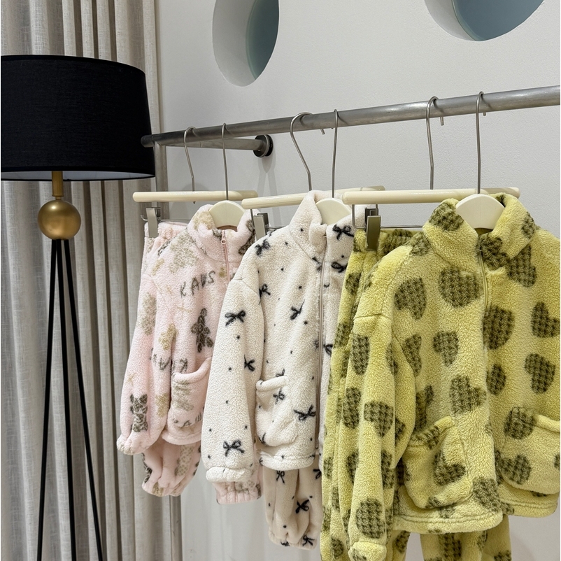 【现货】leomama女童睡衣25新冬季加厚百搭可爱保暖三色家居服套装