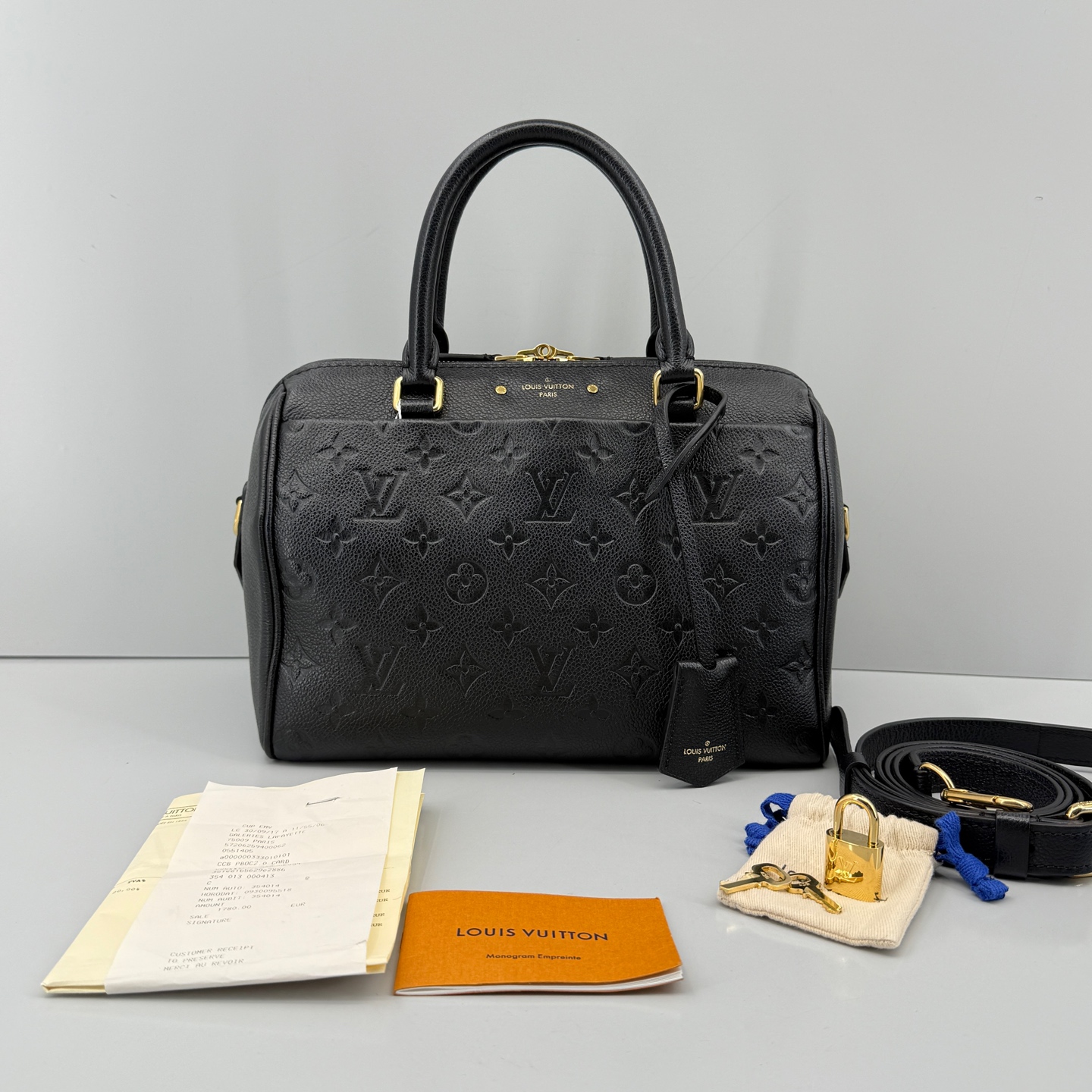 95新 LouisVuitton/路易威登  优选/Speedy25斜挎包带票 25x20x15