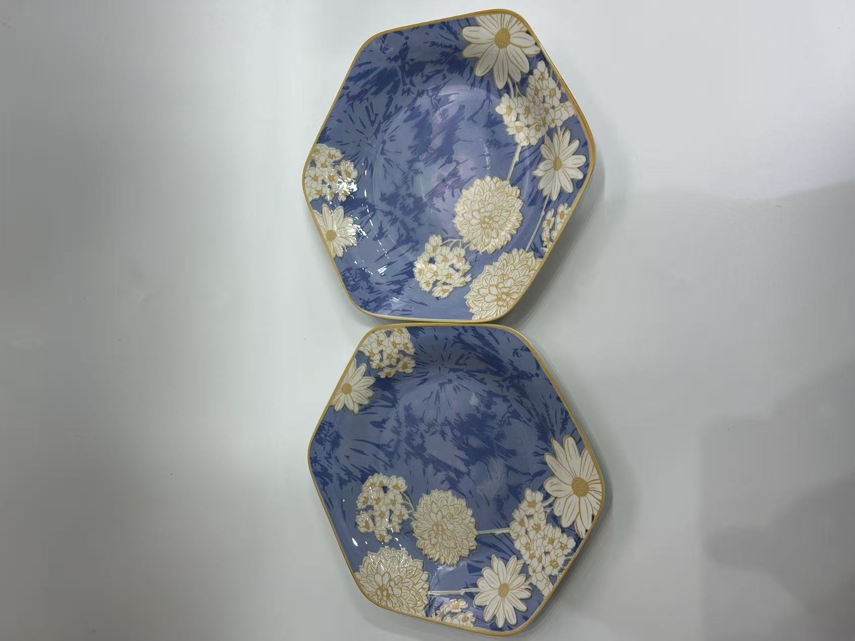 颐和园粉丝团陶瓷六方盘2个