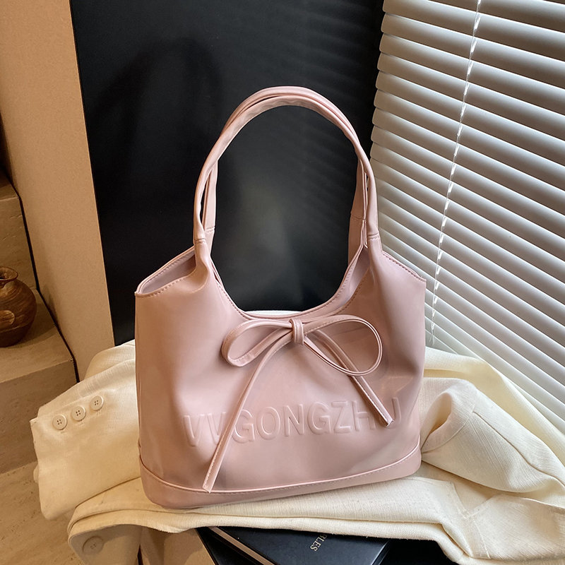 韩国小众包包女潮时尚托特包学院风大容量单肩通勤包简约蝴蝶结包