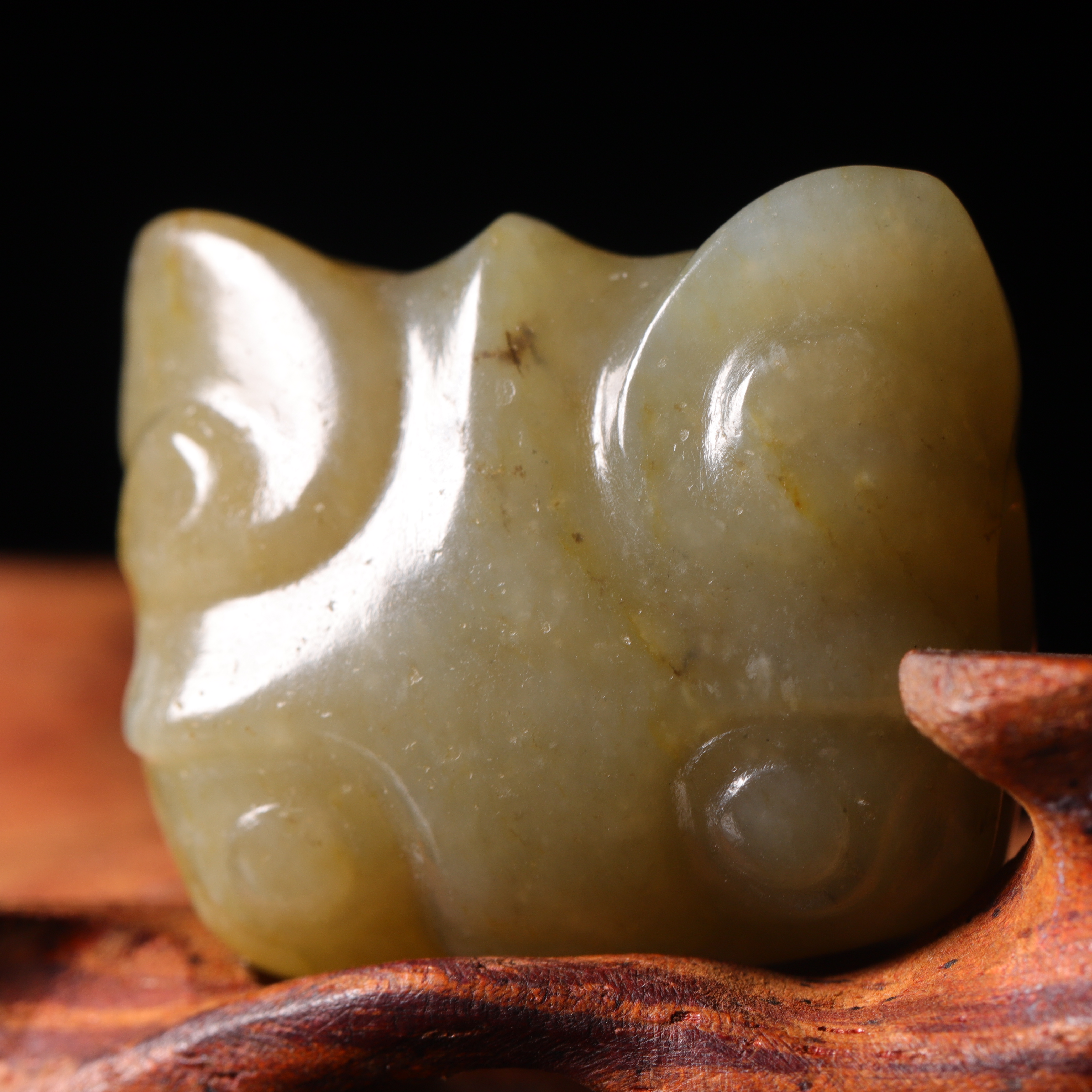 明代和田玉虎头花件-NX