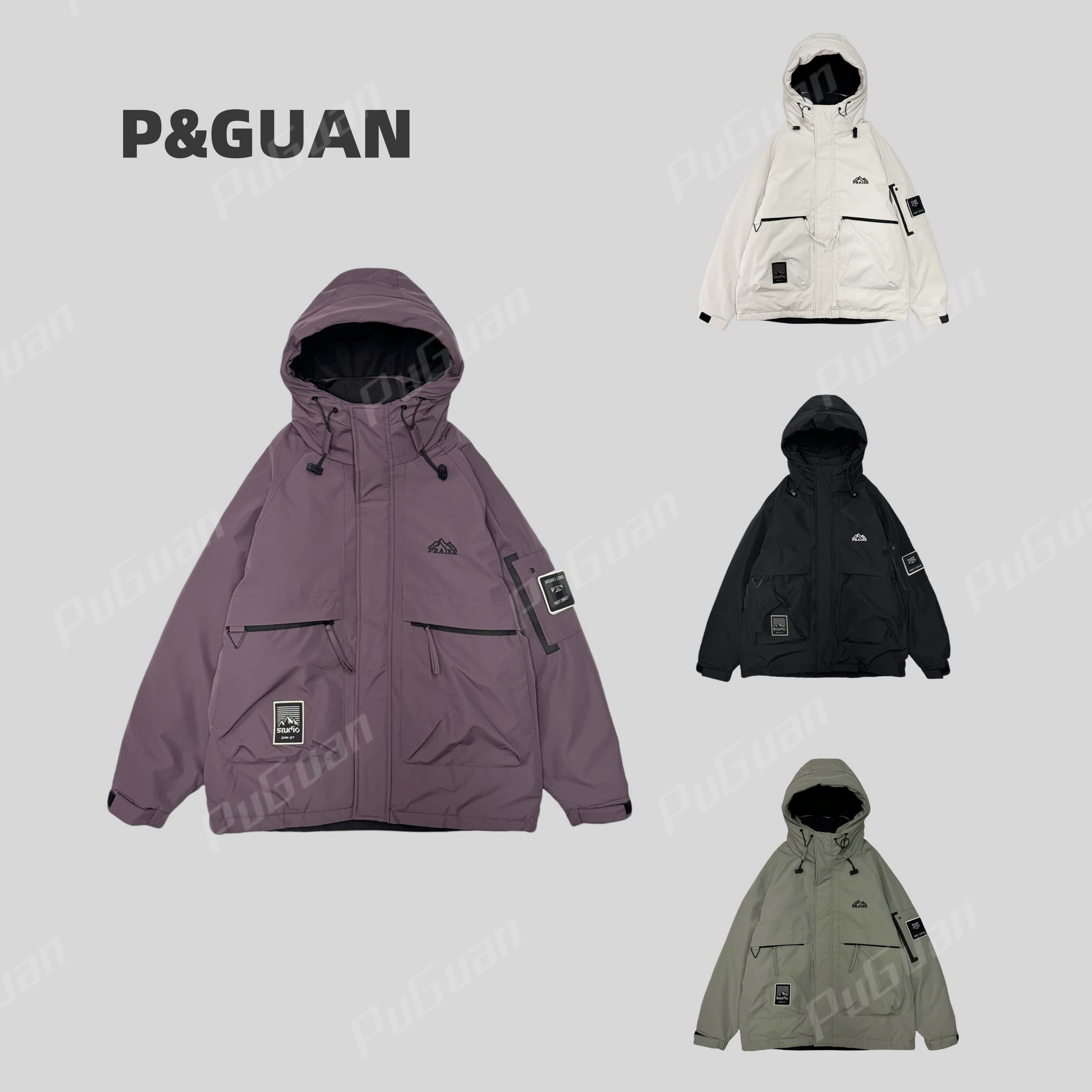 【冬季】新款情侣潮版时尚工装户外风大口袋连帽防寒外套210