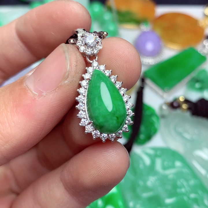 翡翠吊坠(不含链)银S925镶嵌