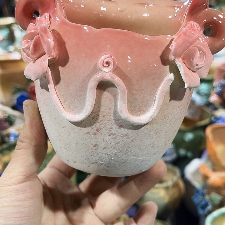 瓷片花盆多肉植物艺术品