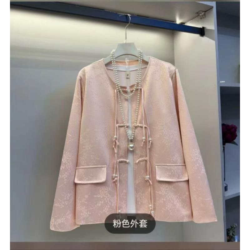 大码新中式国风盘扣粉色长袖衬衫女2025秋季胖mm减龄气质别致上衣