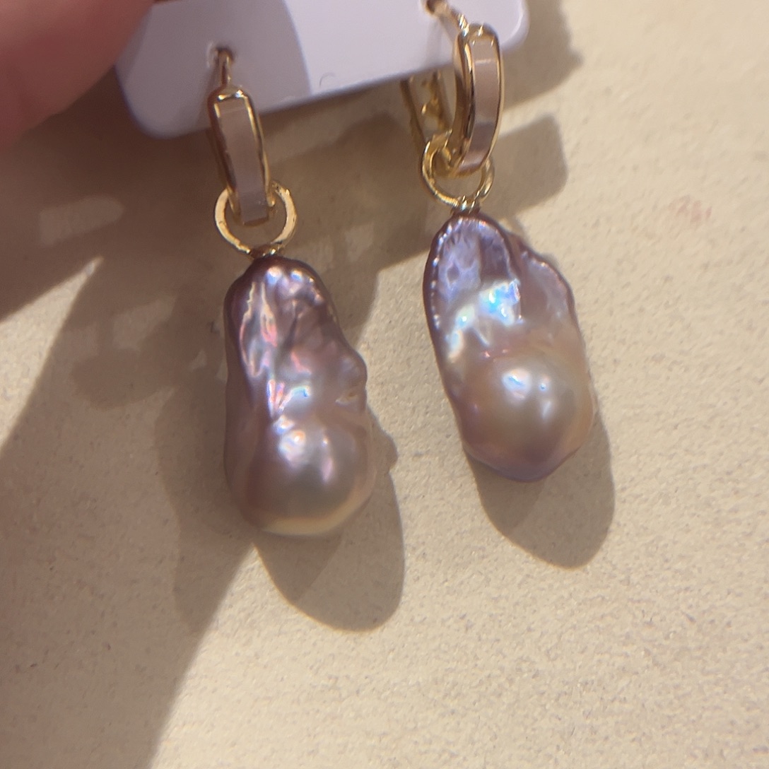 合金淡水珍珠耳饰