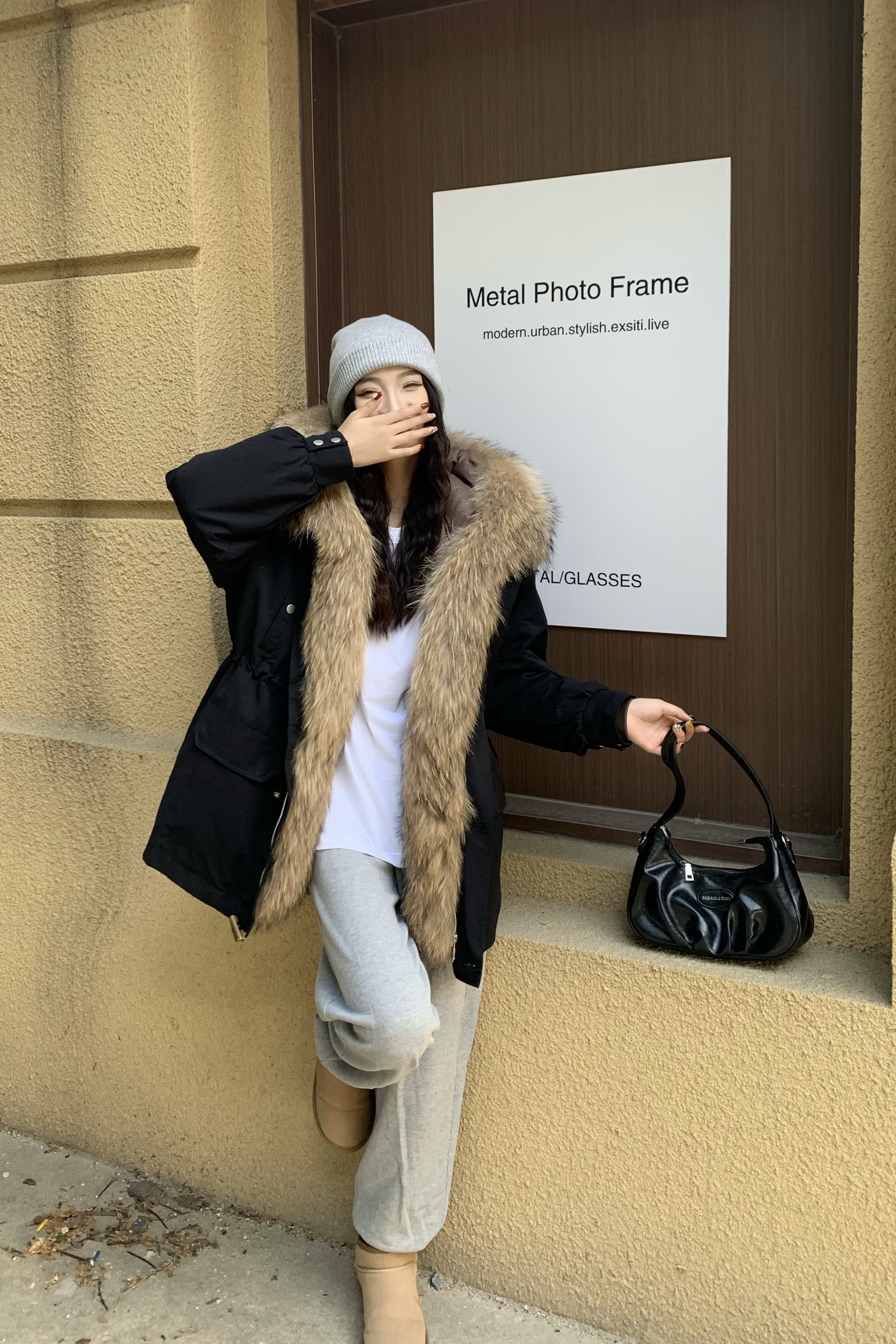 门襟毛貉子毛兔毛内胆高端派克服可拆卸