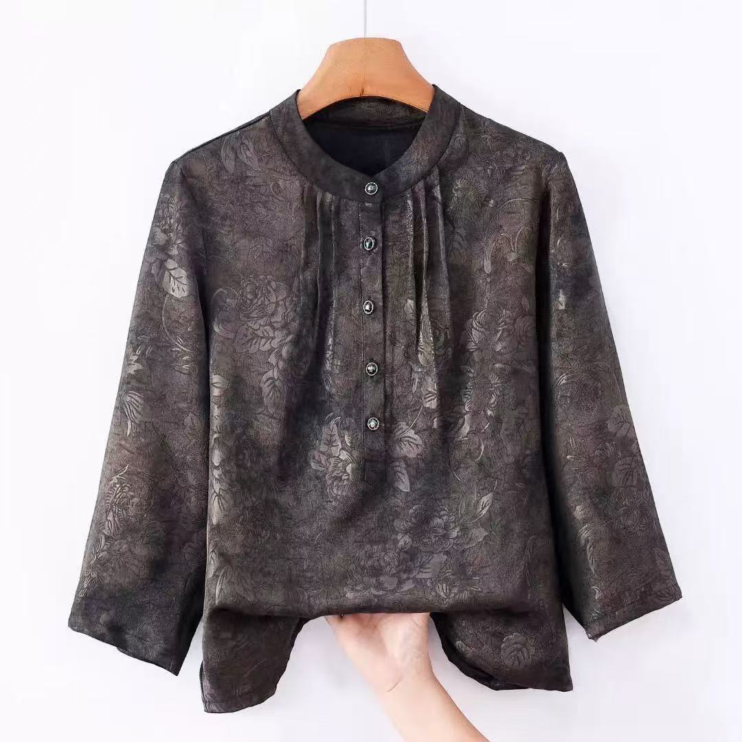时尚百搭新中式复古提花女士上衣