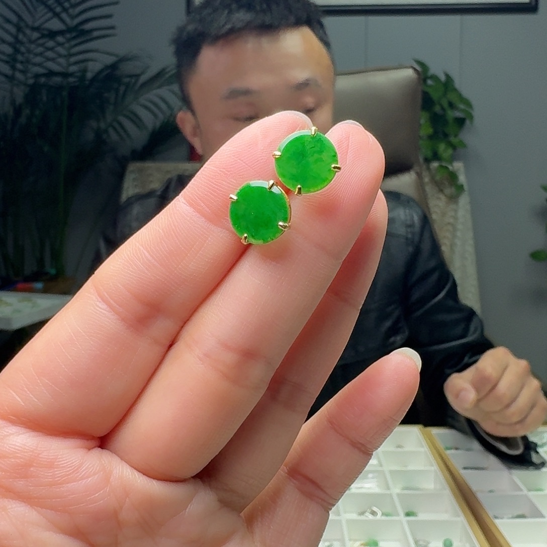 翡翠银S925镶嵌耳饰多样性发货其一