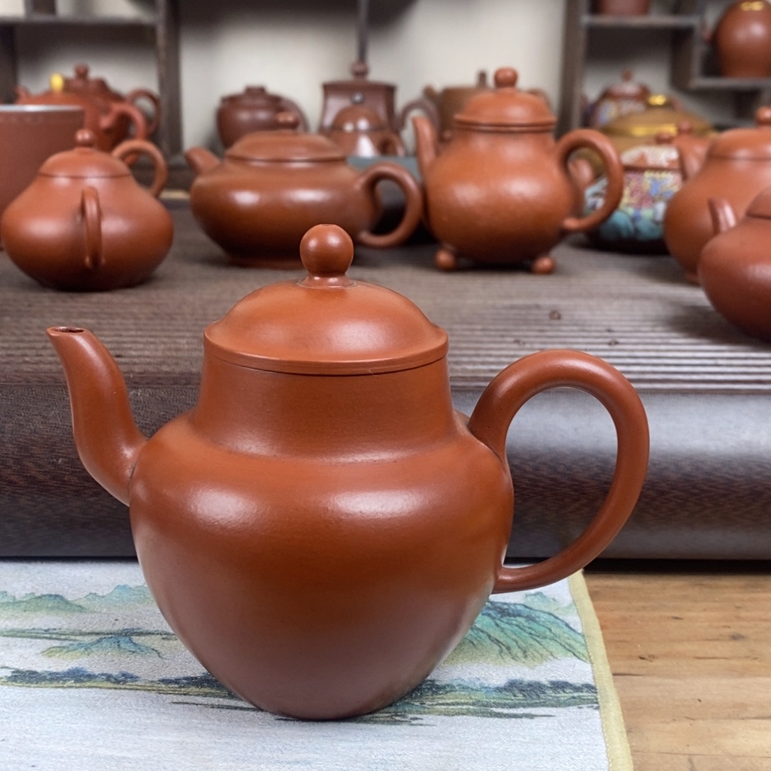 茶壶紫砂黄龙山原矿朱泥宫灯壶