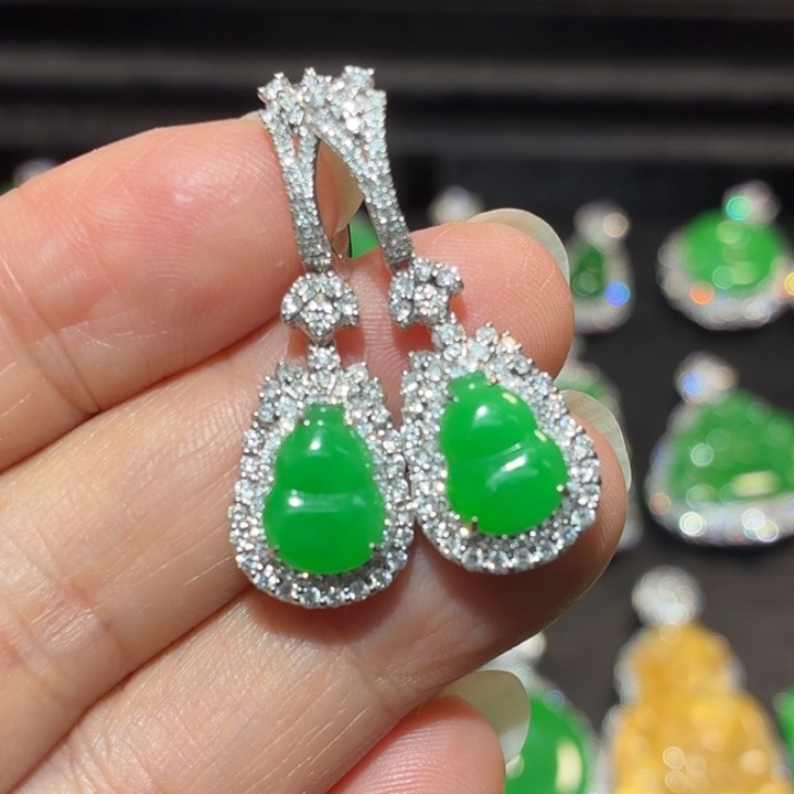 翡翠18K金镶嵌吊坠(不含链)翡翠