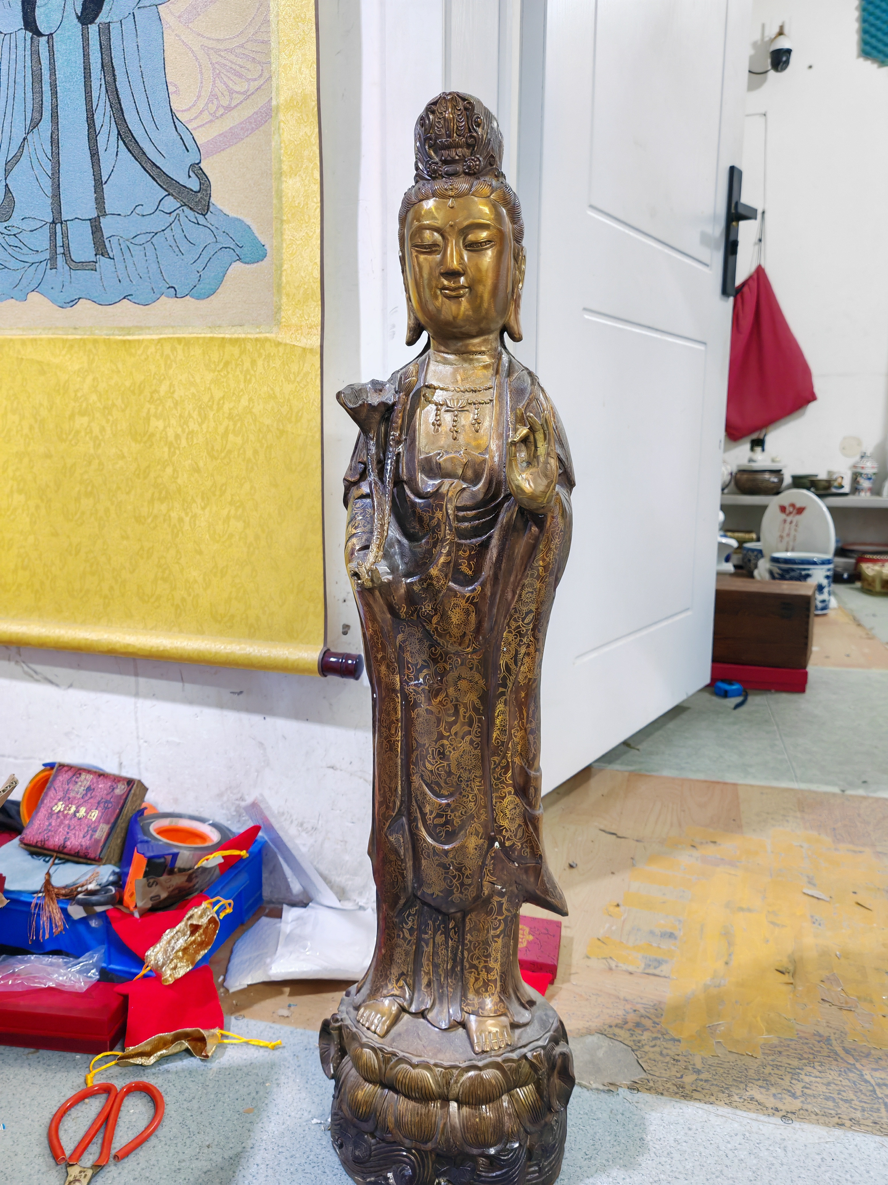 大号铜观音手工制作大岁数