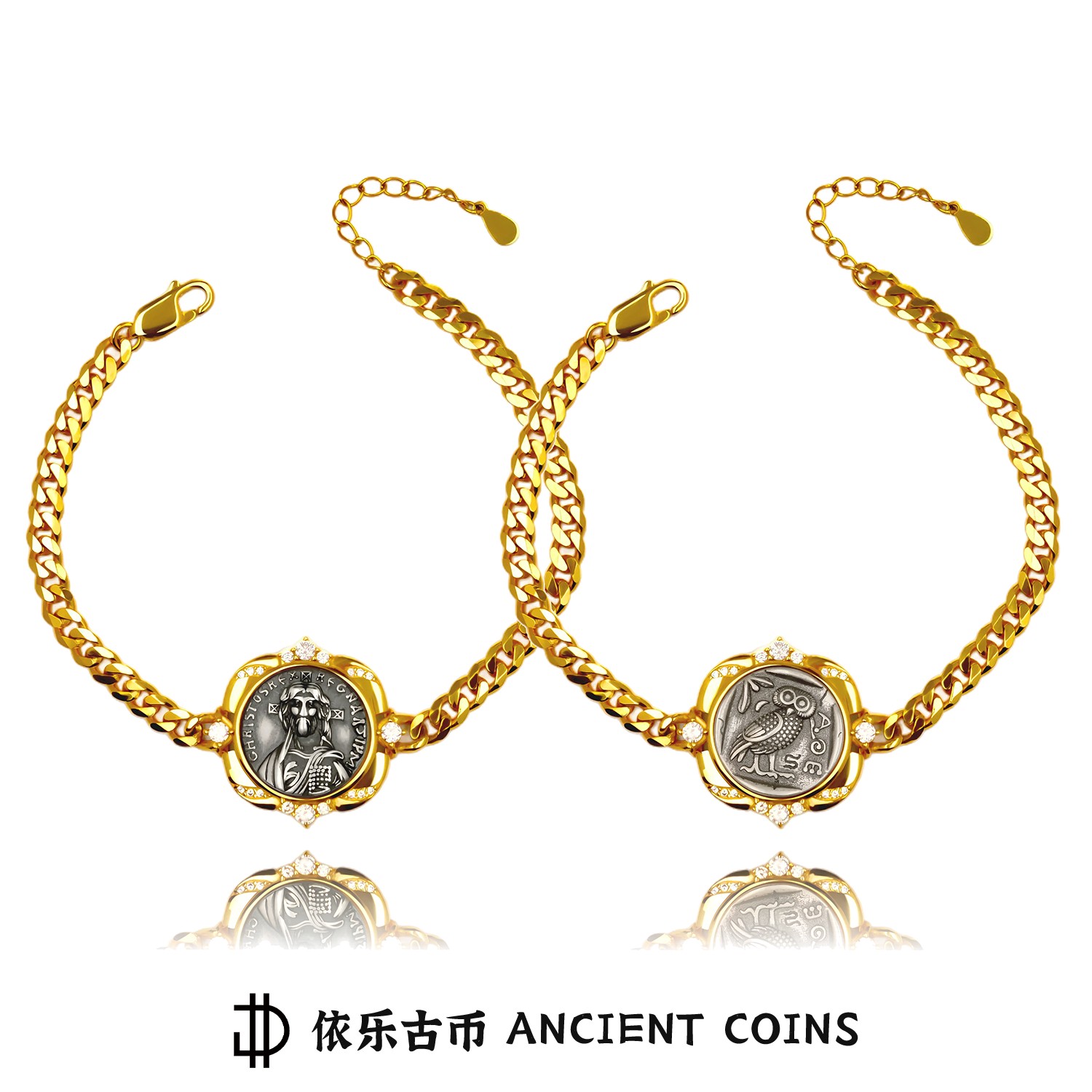 925银手链 【雅典娜】古币古巴链轻奢时尚复古宫廷风欧美小众手饰品