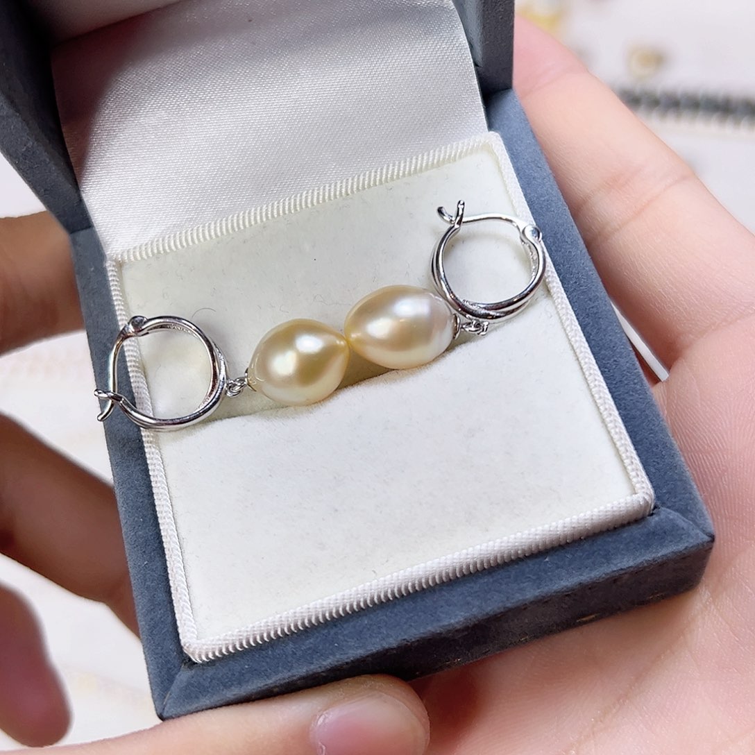 海水珍珠耳饰银S925镶嵌