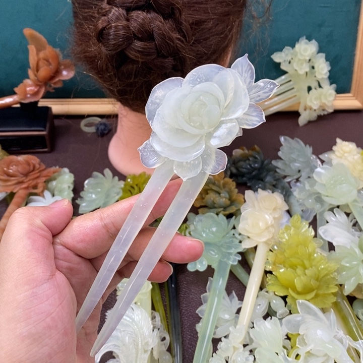 蛇纹石玉发饰未镶嵌