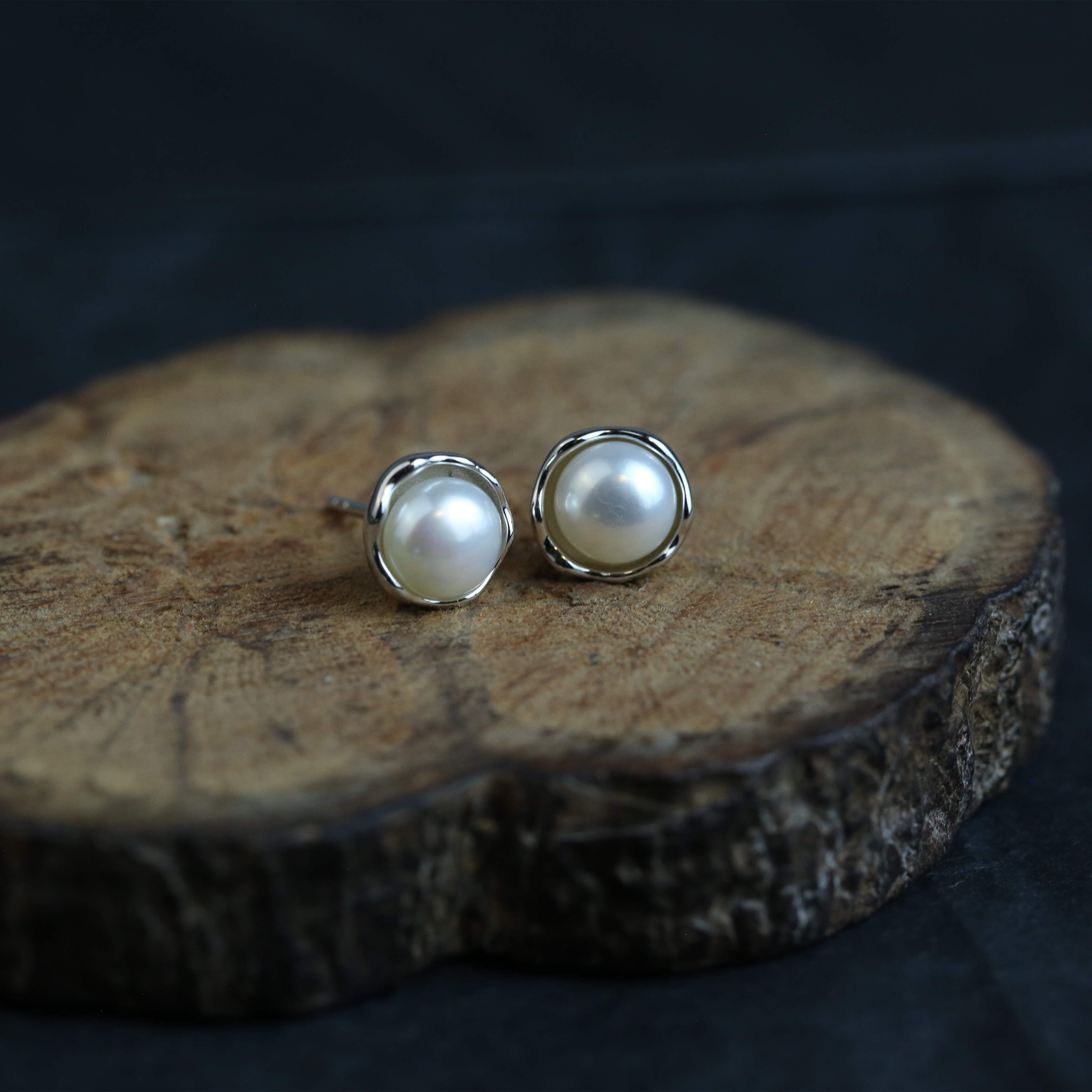 925银耳饰 时尚百搭花边珍耳钉纯银耳饰