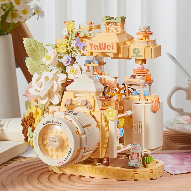 相机积木花模型拼装玩具成人小众高颜值生日礼物