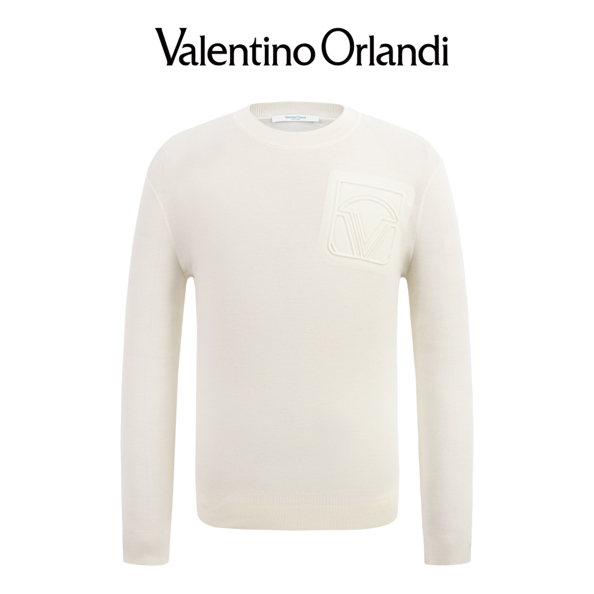 Valentino orlandi男士秋冬A版时尚百搭钢印V标绵羊毛针织衫毛衣