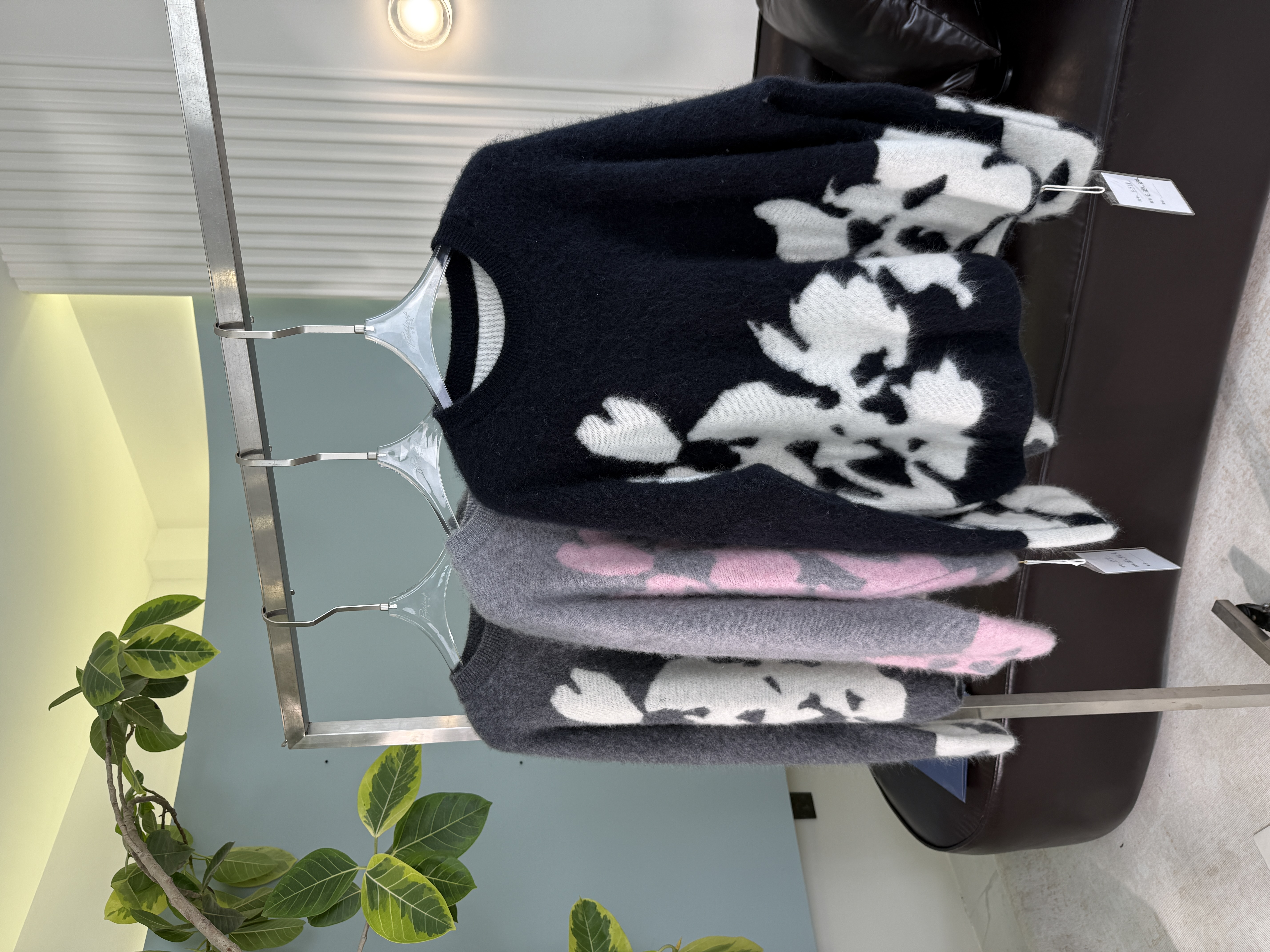 AG F978 山羊绒拉绒提花双层绵羊毛拉毛上衣女