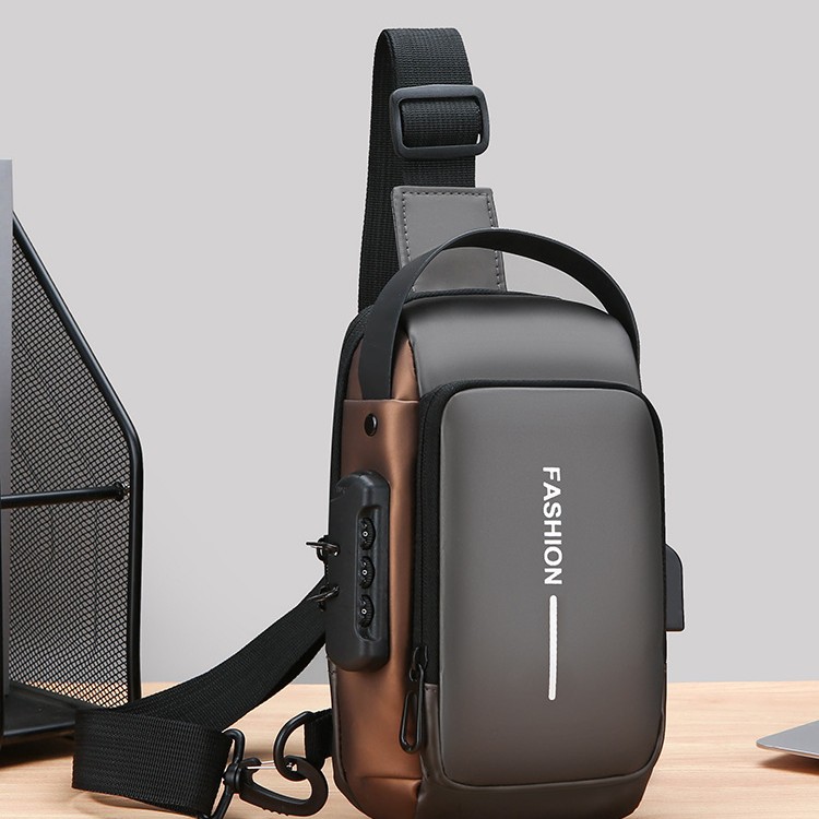 多功能密码锁大容量男士斜挎胸包时尚便携户外通勤适用